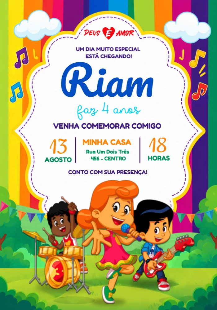 Convite de Aniversário 3 Palavrinhas para Editar Online Convite de Aniversário 3 Palavrinhas para Editar Online
