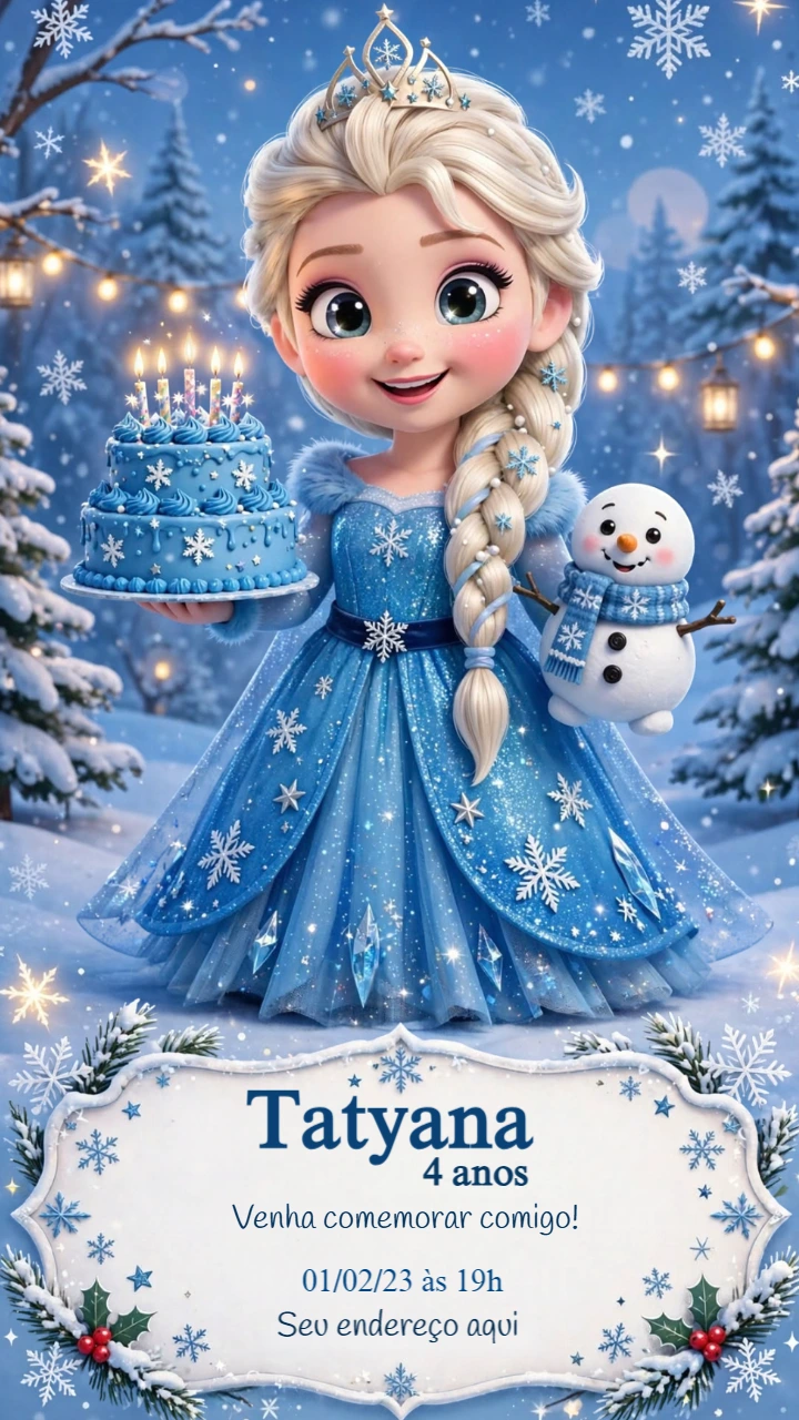 Convite de Aniversário Frozen Elsa Editável Online Convite de Aniversário Frozen Elsa Editável Online