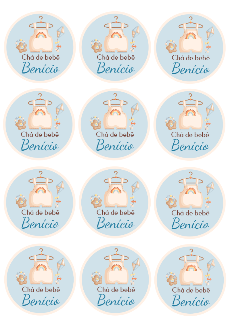 Adesivo Chá de Bebê Menino com Macacão para Editar Online Adesivo Chá de Bebê Menino com Macacão para Editar Online