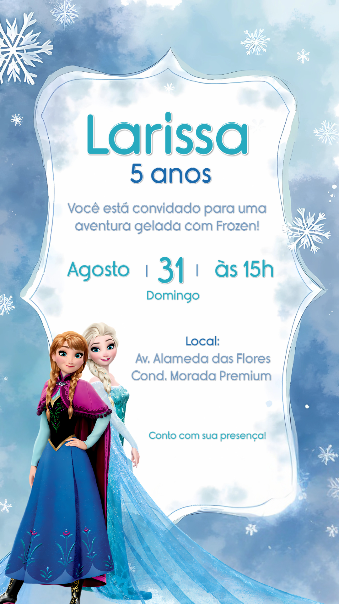 Convite de Aniversário Frozen com Personagens para Editar Convite de Aniversário Frozen com Personagens para Editar