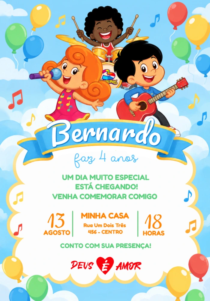 Convite de Aniversário 3 Palavrinhas para Editar Online Convite de Aniversário 3 Palavrinhas para Editar Online