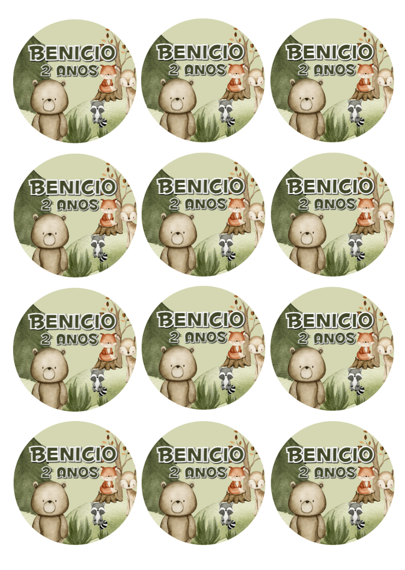 Adesivo Redondo Bosque Encantado com Animais para Editar Online Adesivo Redondo Bosque Encantado com Animais para Editar Online