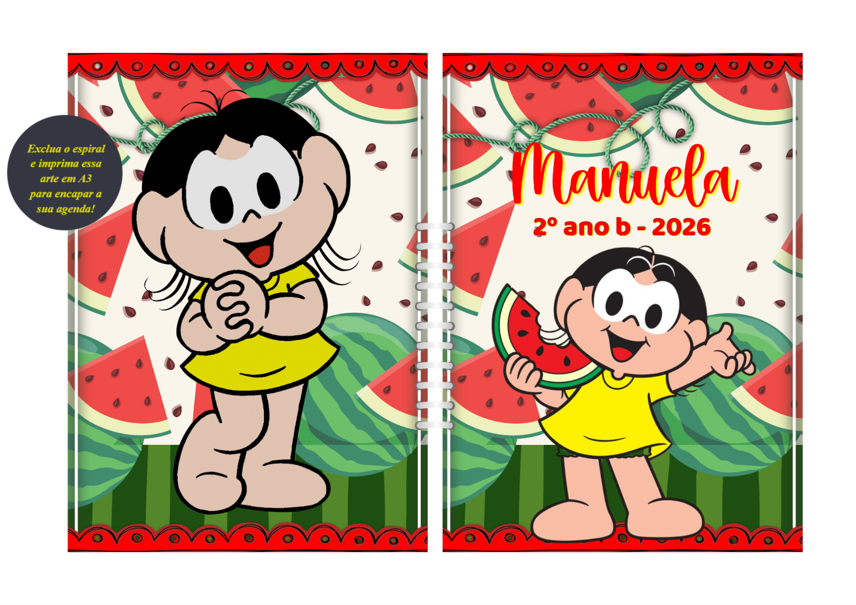 Capa de Agenda Magali Turma da Mônica Editável para Imprimir Capa de Agenda Magali Turma da Mônica Editável para Imprimir