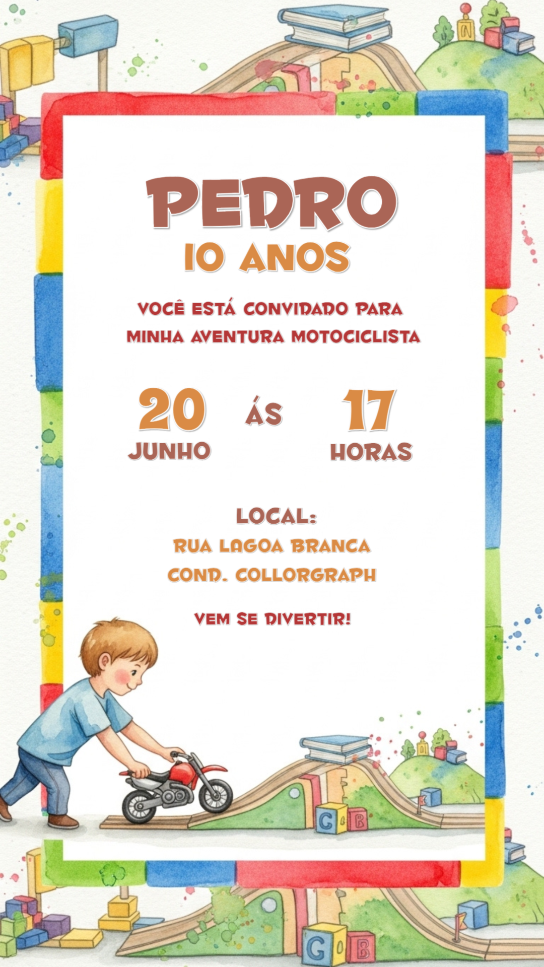 Convite de Aniversário Infantil Motocross Editável Online Convite de Aniversário Infantil Motocross Editável Online