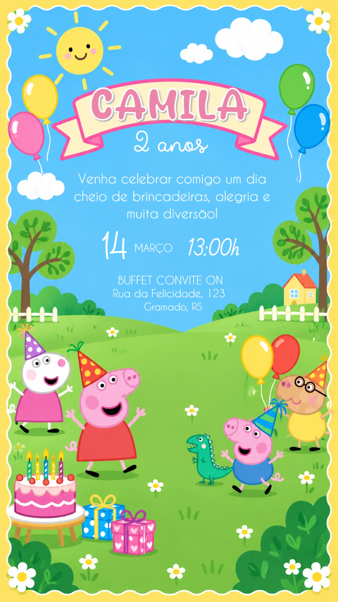 Convite de Aniversário Peppa Pig Editável Online Infantil Convite de Aniversário Peppa Pig Editável Online Infantil