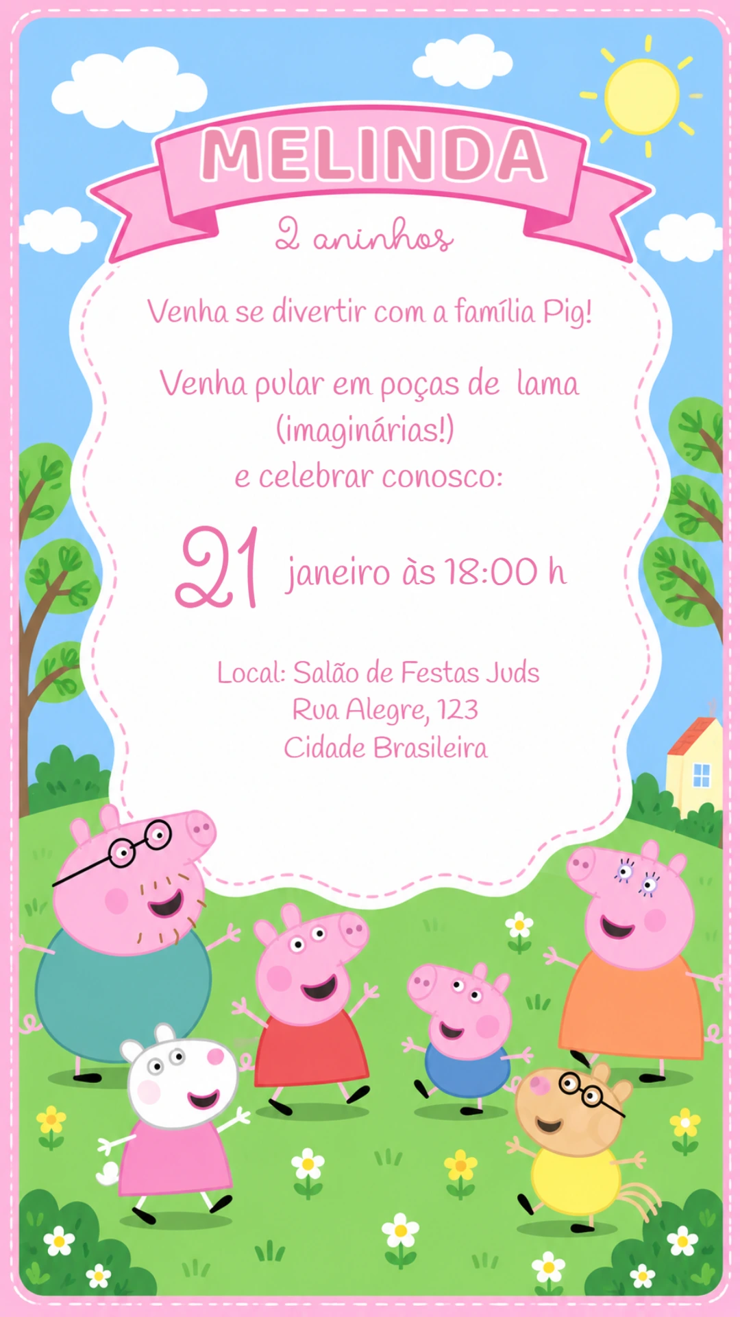 Convite de Aniversário Peppa Pig Modelo Editável Online Convite de Aniversário Peppa Pig Modelo Editável Online
