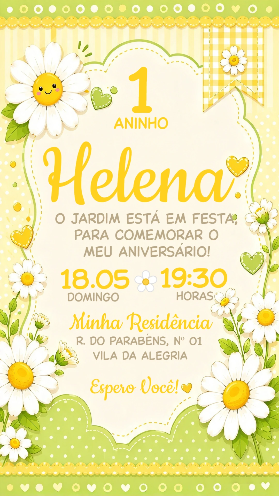 Convite Jardim das Margaridas para Aniversário | Modelo Editável Convite Jardim das Margaridas para Aniversário | Modelo Editável