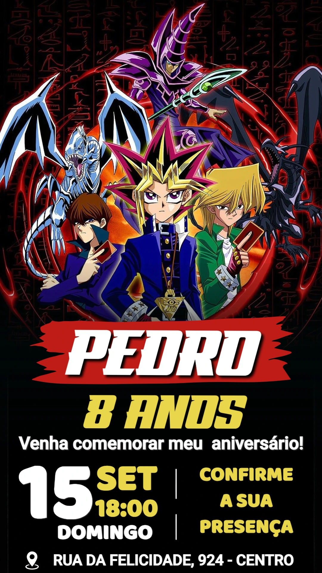 Convite de Aniversário Yu-Gi-Oh Editável Online Convite de Aniversário Yu-Gi-Oh Editável Online
