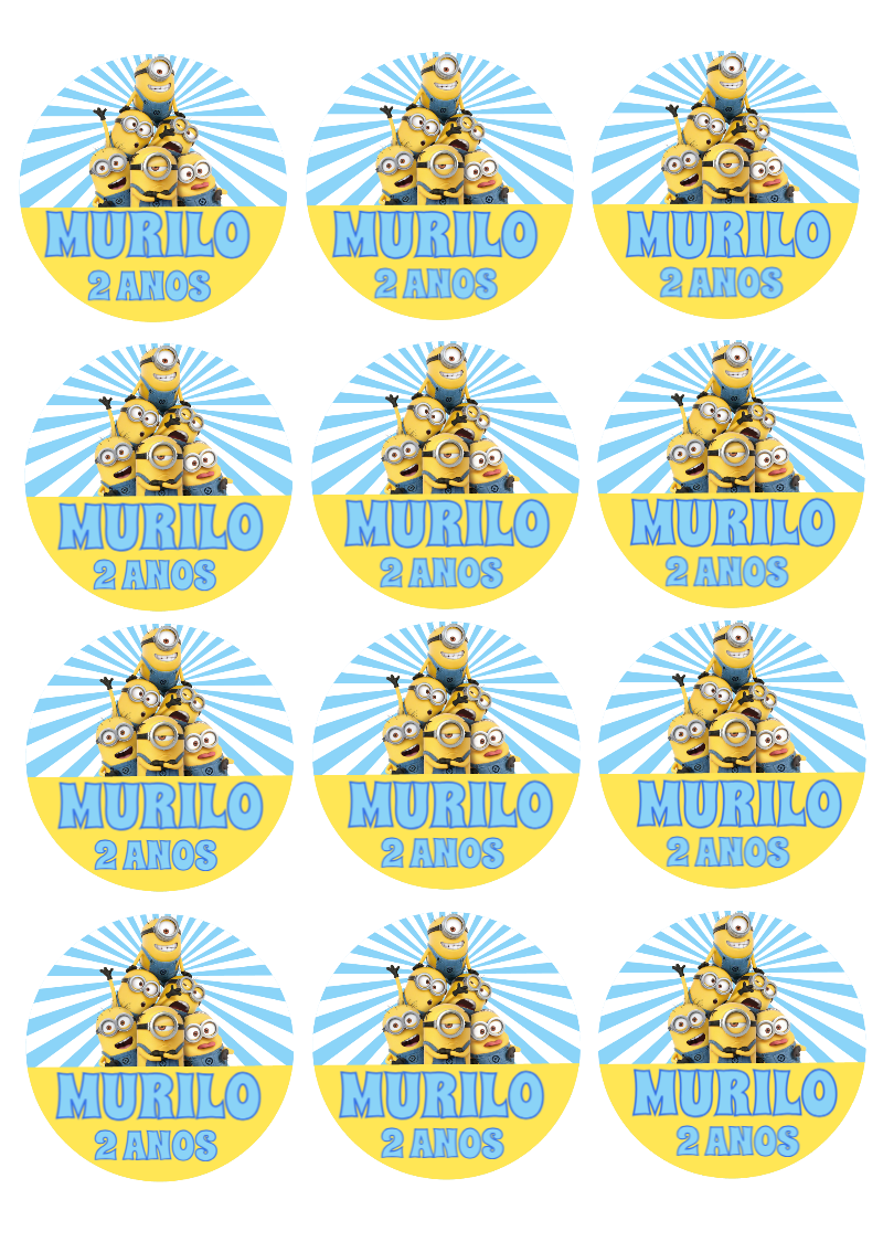 Adesivo Redondo Minions para Festa para Editar Online Adesivo Redondo Minions para Festa para Editar Online