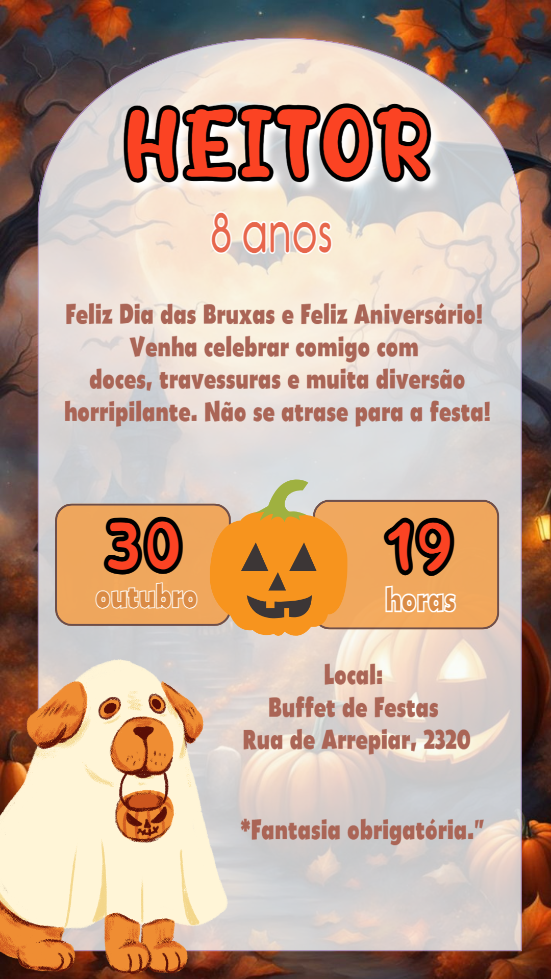 Convite de Aniversário Halloween Divertido para Editar Online Convite de Aniversário Halloween Divertido para Editar Online