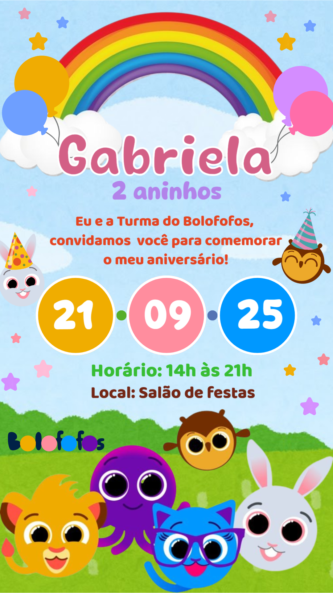 Convite de Aniversário Bolofofos para Editar Online Convite de Aniversário Bolofofos para Editar Online