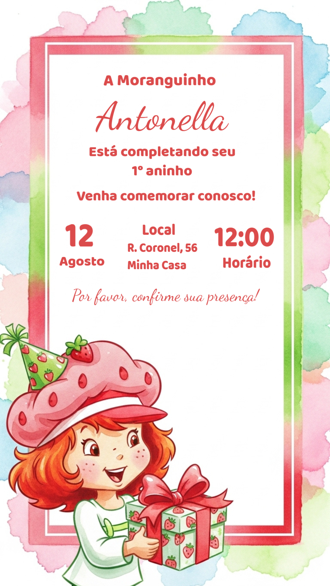 Convite de Aniversário Moranguinho para Editar Online Convite de Aniversário Moranguinho para Editar Online