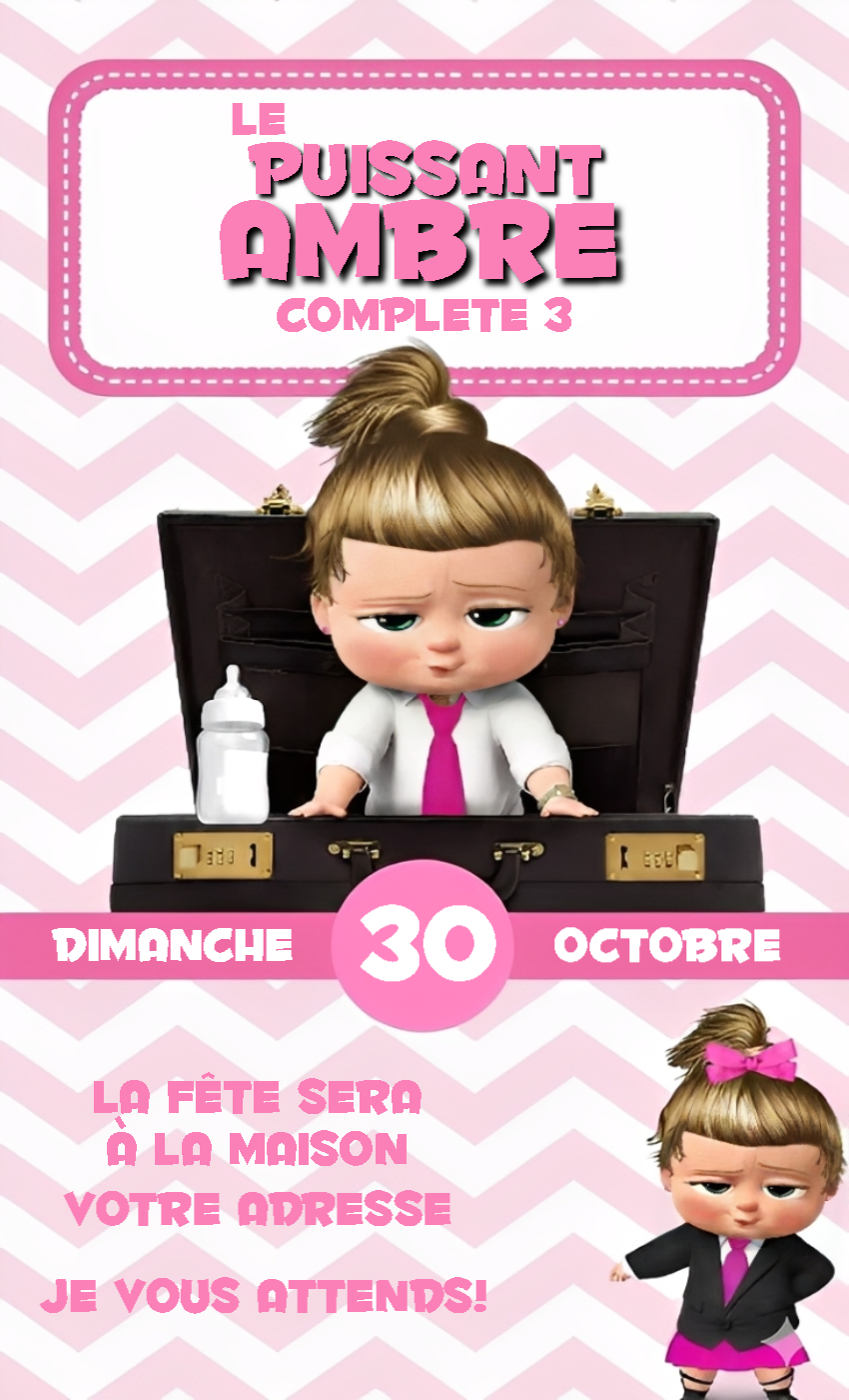 Invitation Anniversaire Baby Boss Fille à Modifier en Ligne Invitation Anniversaire Baby Boss Fille à Modifier en Ligne