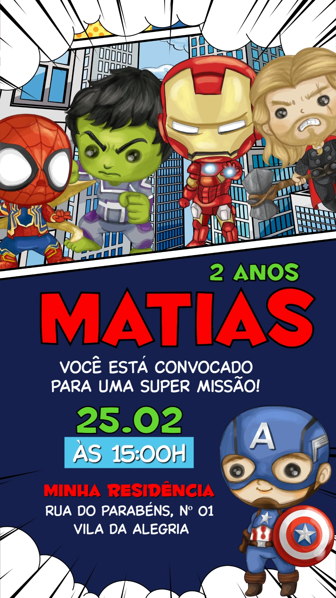 Convite de Aniversário Vingadores Baby Editável Online Convite de Aniversário Vingadores Baby Editável Online