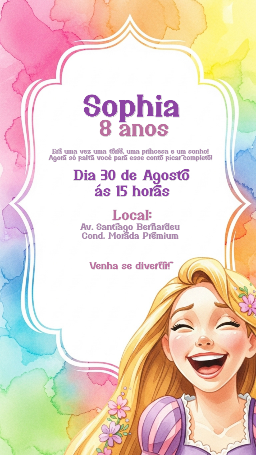 Convite de Aniversário Rapunzel Enrolados para Editar Online Convite de Aniversário Rapunzel Enrolados para Editar Online