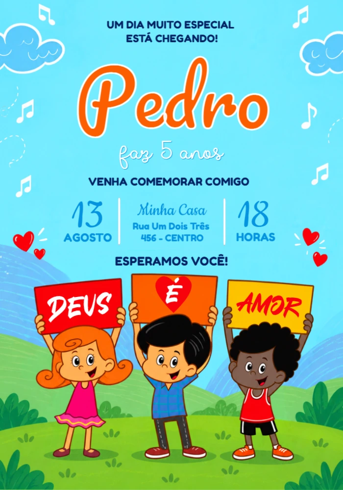 Convite de Aniversário 3 Palavrinhas para Editar Online Convite de Aniversário 3 Palavrinhas para Editar Online