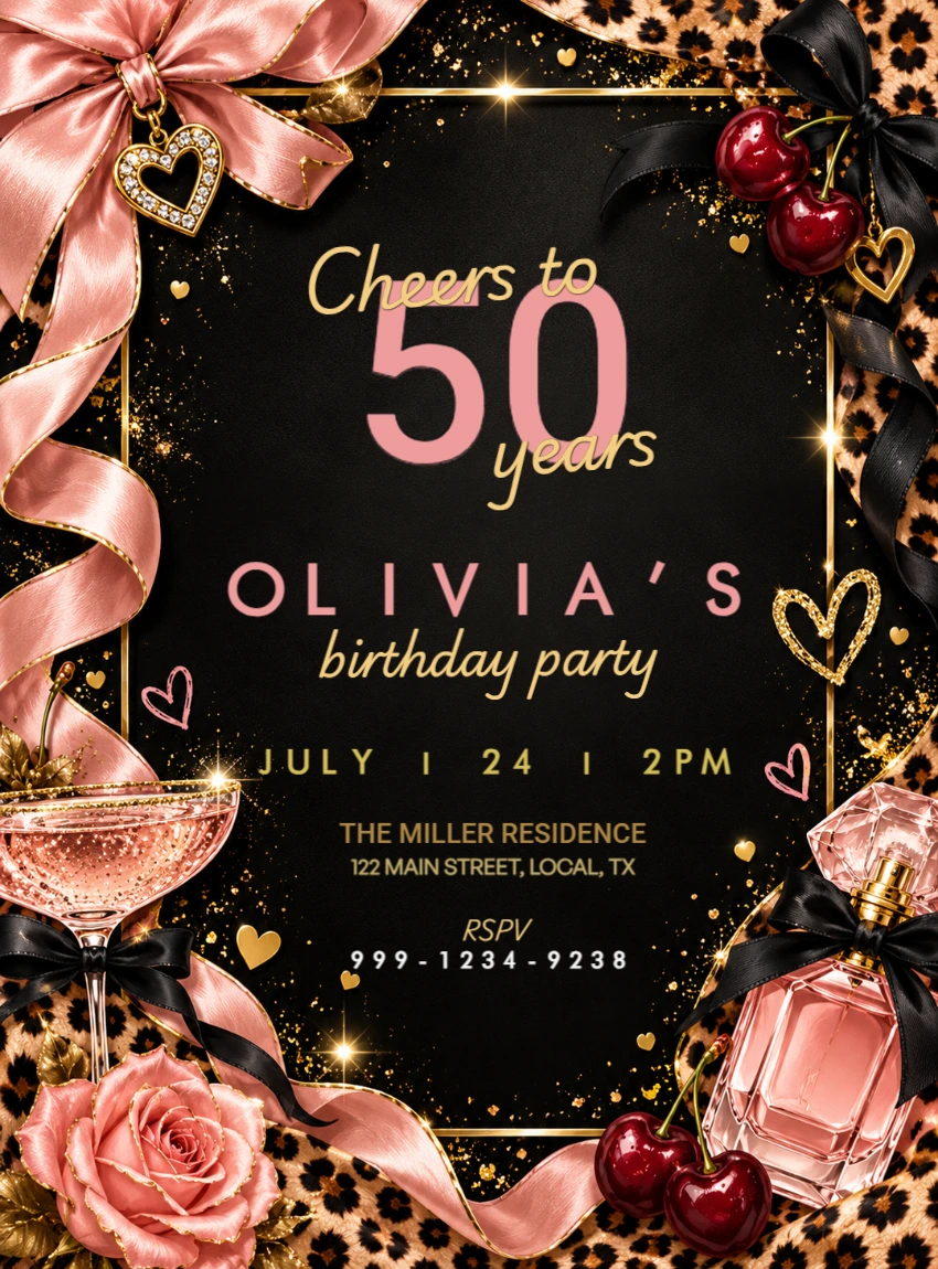 Elegant 50th Birthday Invitation | Editable Digital Template Elegant 50th Birthday Invitation | Editable Digital Template