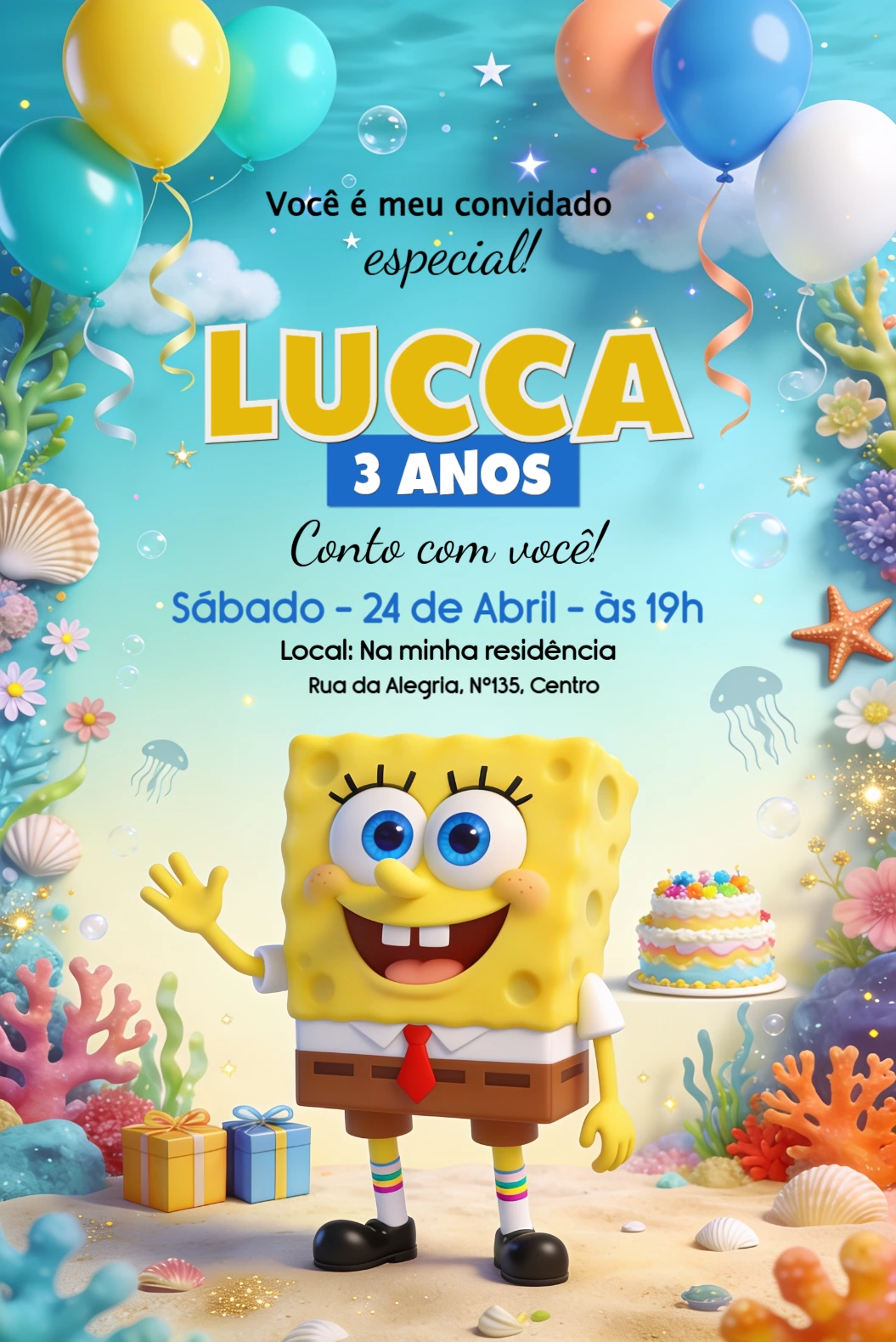 Convite Digital Bob Esponja Aniversário Infantil para Editar Convite Digital Bob Esponja Aniversário Infantil para Editar