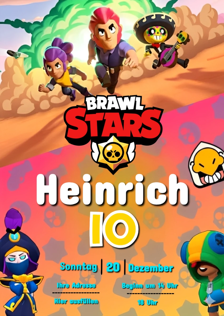 Brawl Stars Geburtstagseinladung zum Bearbeiten Brawl Stars Geburtstagseinladung zum Bearbeiten