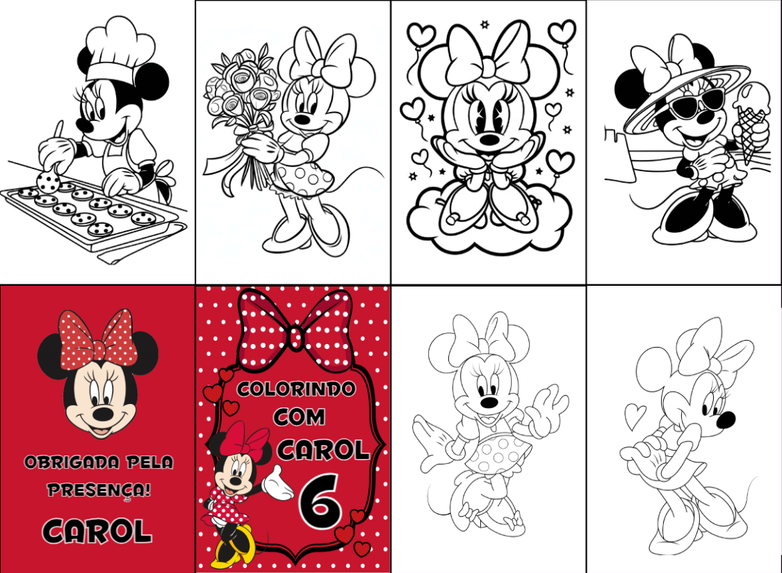 Lembrancinha Minnie: Livro de Colorir Editável para Imprimir Lembrancinha Minnie: Livro de Colorir Editável para Imprimir