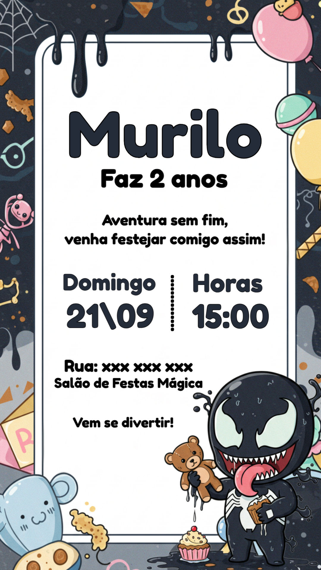 Convite de Aniversário Venom para Editar Online Convite de Aniversário Venom para Editar Online