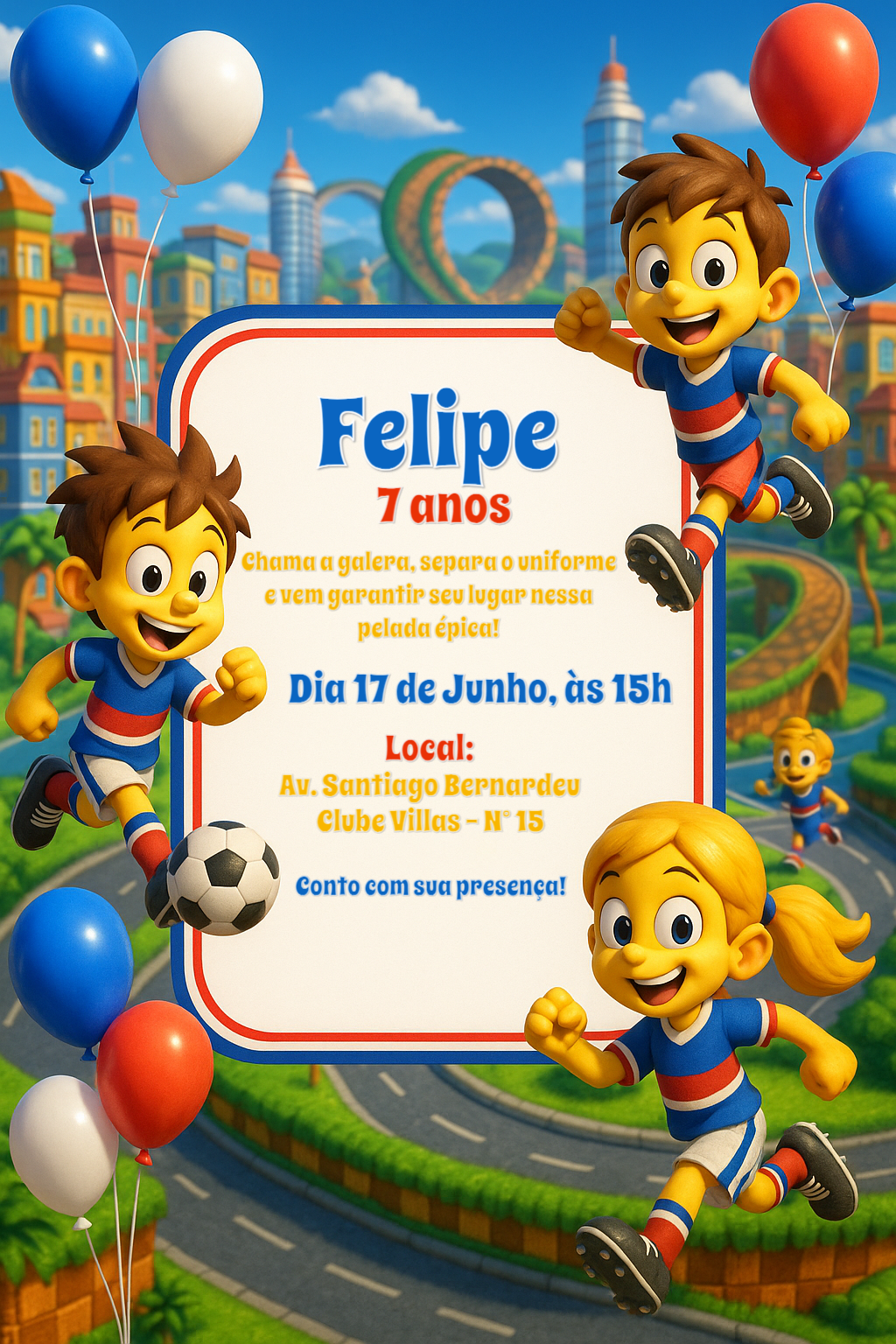 Convite de Aniversário Futebol com Meninos para Editar Online Convite de Aniversário Futebol com Meninos para Editar Online