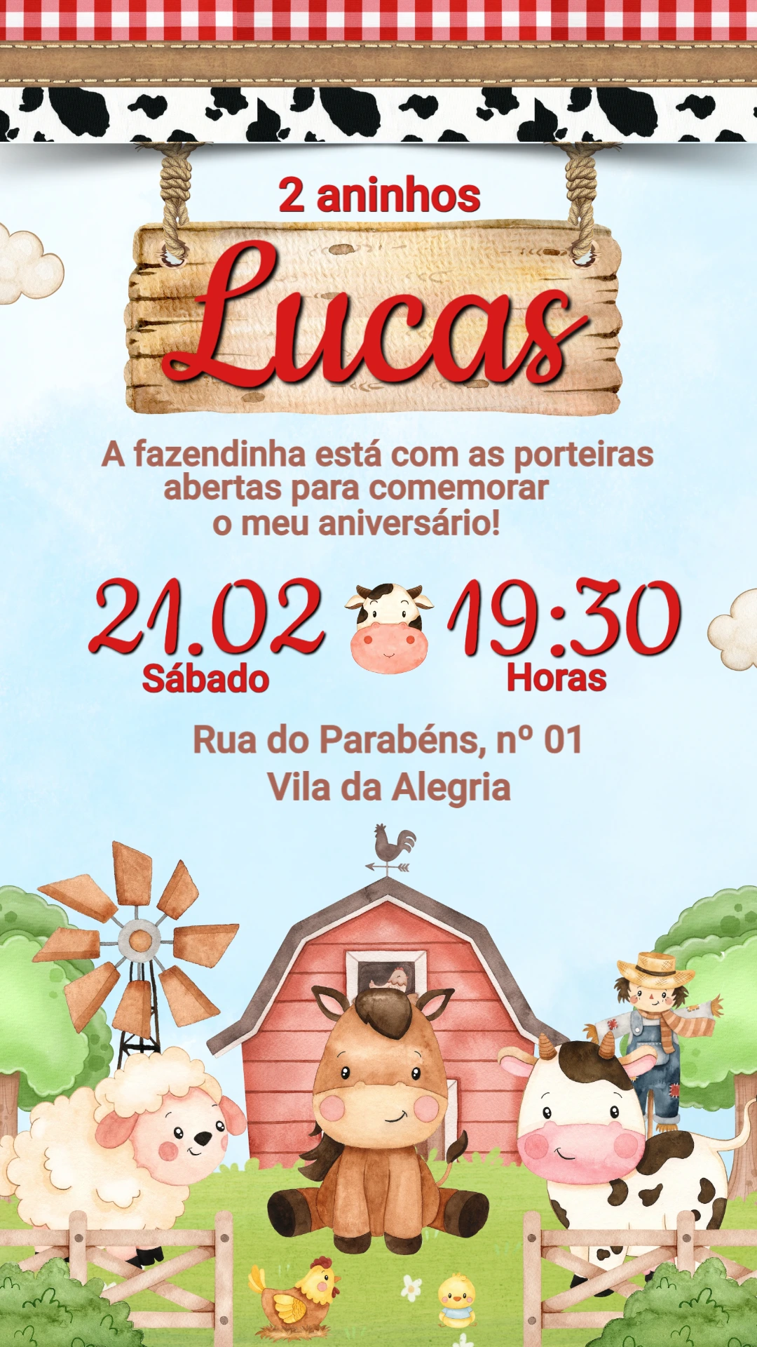 Convite de Aniversário Fazendinha Aquarela para Editar Convite de Aniversário Fazendinha Aquarela para Editar