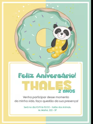 Convite de aniversário Panda