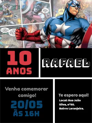 Convite aniversário Capitão América