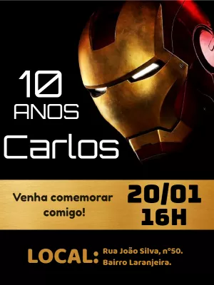 Convite aniversário Homem de Ferro