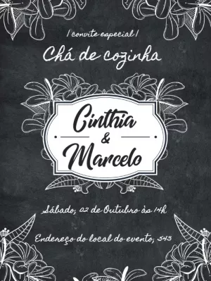 Convite de chá de cozinha - Quadro negro giz