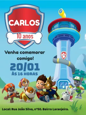 Convite aniversário Patrulha Canina