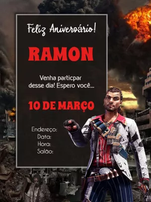 Convite de aniversário Free Fire