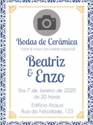 Convite Bodas de Cerâmica com foto