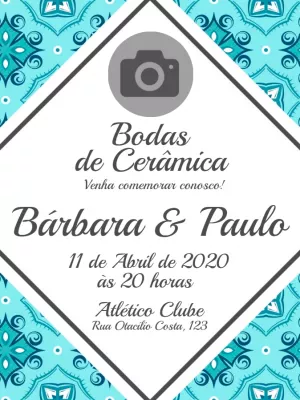 Convite Bodas de Cerâmica com foto