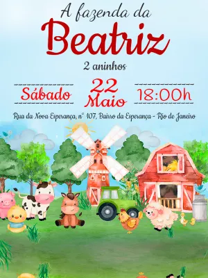 Convite aniversário Fazendinha