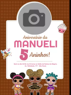 Convite de aniversário lol surprise com foto