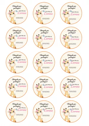 Tag chá rifa chá de bebê Girafinha