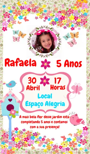 Convite aniversário Jardim Encantado com foto