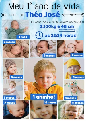 Convite 1° ano do bebê com fotos