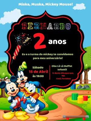 Convite aniversário Turma do Mickey Mouse