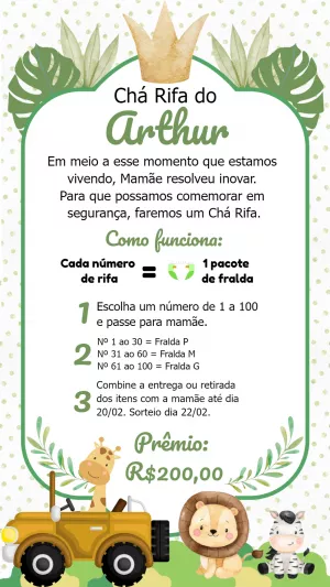 Convite chá de bebê Safari Baby