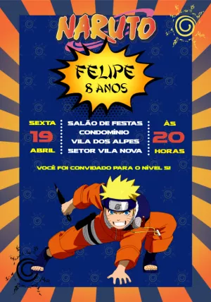 Convite aniversário Naruto