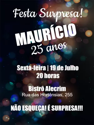 Convite de aniversário festa surpresa - Balada