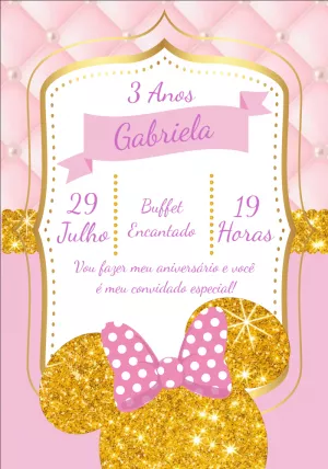 Convite aniversário Minnie Mouse
