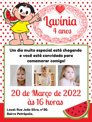 Convite aniversário Magali com fotos