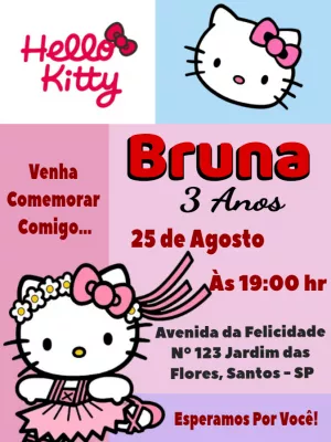 Convite aniversário Hello Kitty