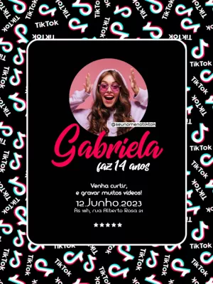 Convite de aniversário Tik Tok com foto
