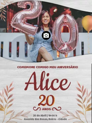 Convite de aniversário Feminino com foto