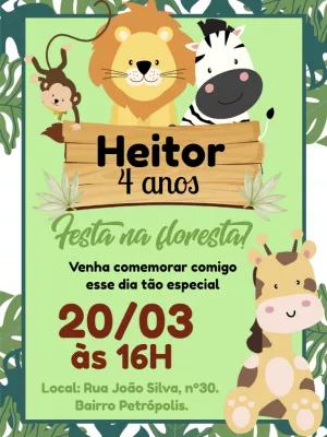 Convite aniversário Safari baby